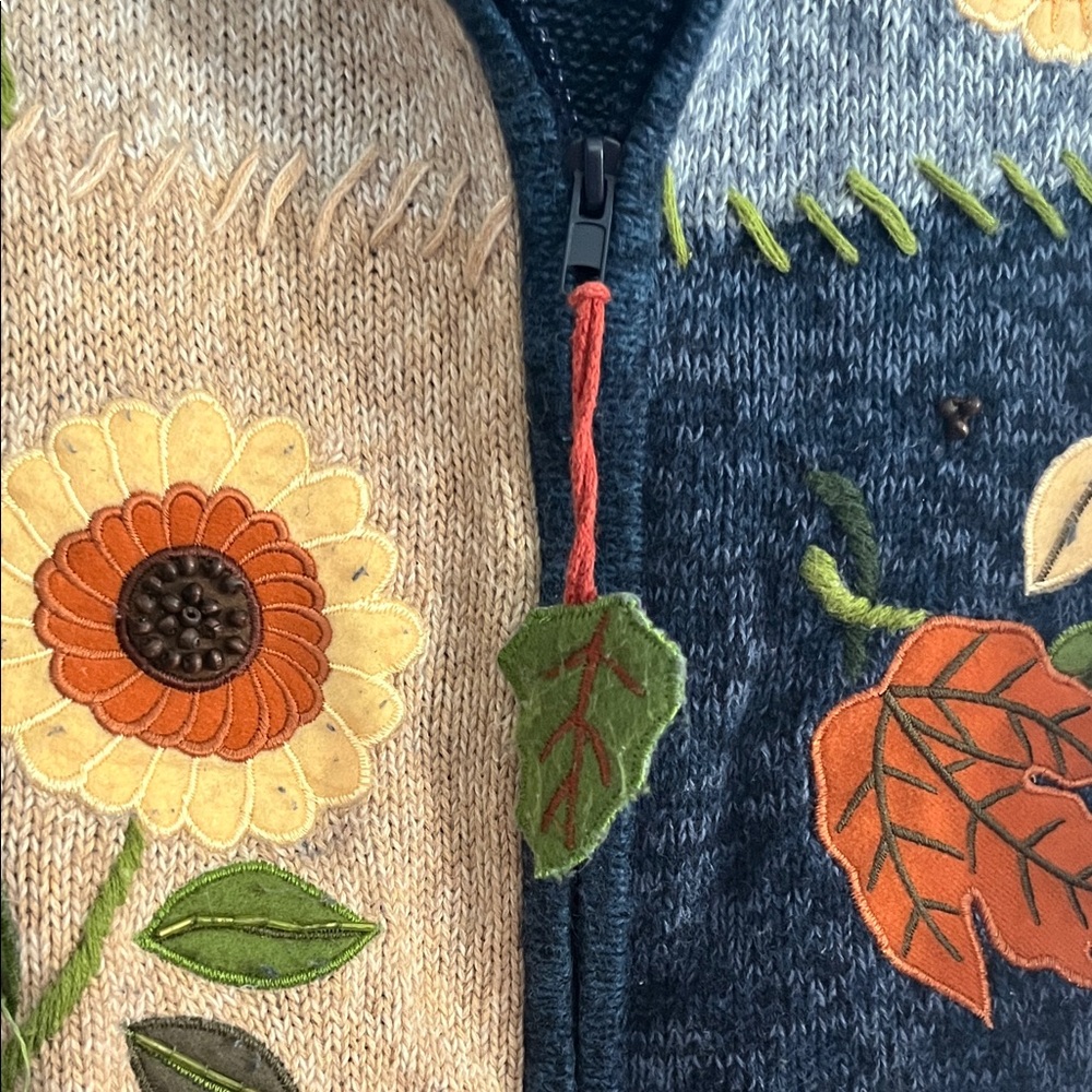 Vintage Women’s Autumn Floral Patchwork Sweater - Multicolor - Picture 7 of 11